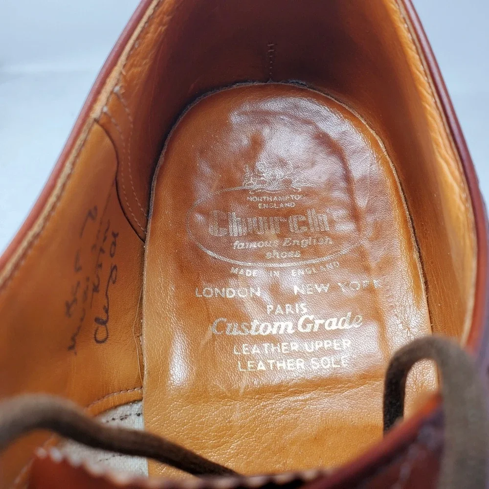 Churchs Chetwynd Shoes Mens 9.5 D Brown Leather Oxford Brogue Medallion UK 8.5F‎